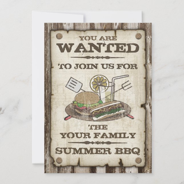 Wanted Style BBQ Invitations (Front)