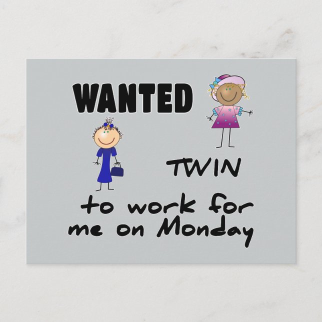 wanted twin ... girls postcard (Front)