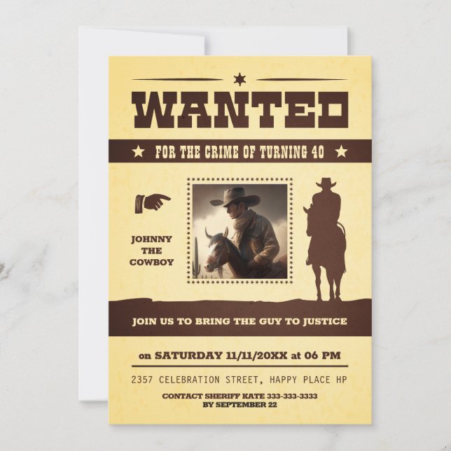 wanted western  invitation (Front)
