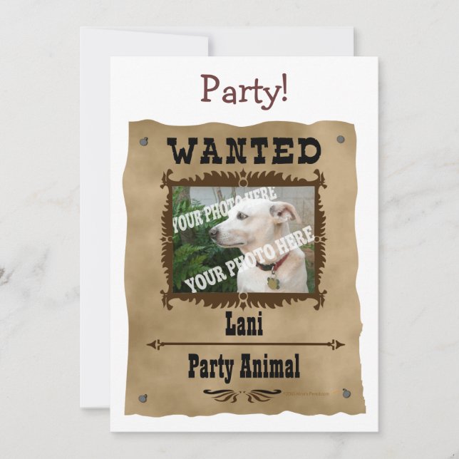 Wanted Wild West Poster Pet Custom Photo Template (Front)