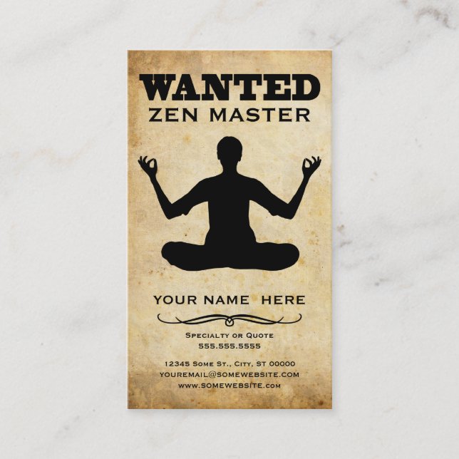 wanted : zen master business card (Front)