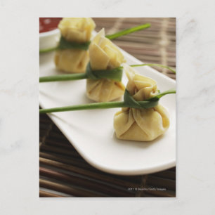 wanton dumplings with white chilli sauce postcard