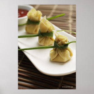 wanton dumplings with white chilli sauce poster