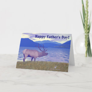 Wapiti (Elk) By The Lake Father's Day Card