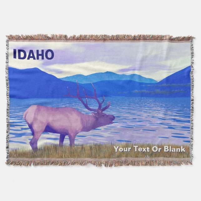 Wapiti (Elk) By The Lake Throw Blanket (Front)