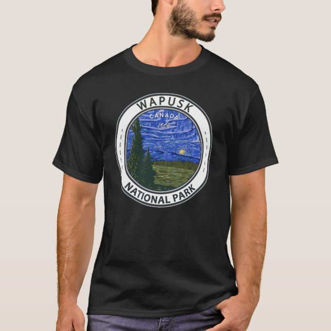 Wapusk National Park Canada Northern Lights Badge T-Shirt (Front)
