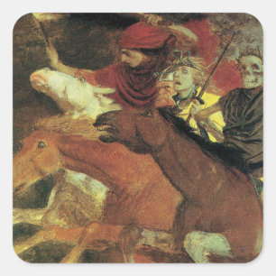 War by Arnold Bocklin, Vintage Symbolism Fine Art Square Sticker