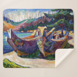 War Canoes   Emily Carr   Sherpa Blanket