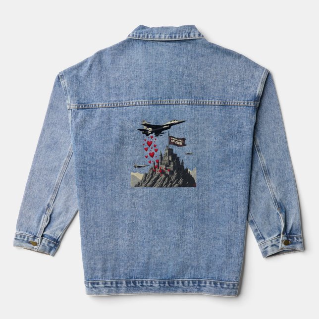War College – Drop Love Not Bombs, Beats Over Batt Denim Jacket (Back)