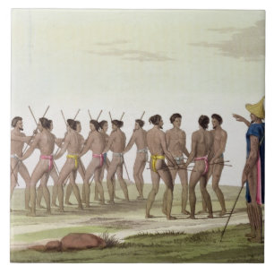 War Dance of the Caroline Islanders, plate 22 from Tile