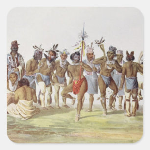 War Dance of the Sauks and Foxes Square Sticker