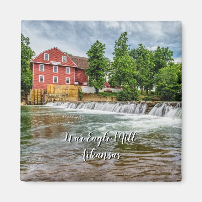 War Eagle Mill and Waterfall Square Magnet (Front)