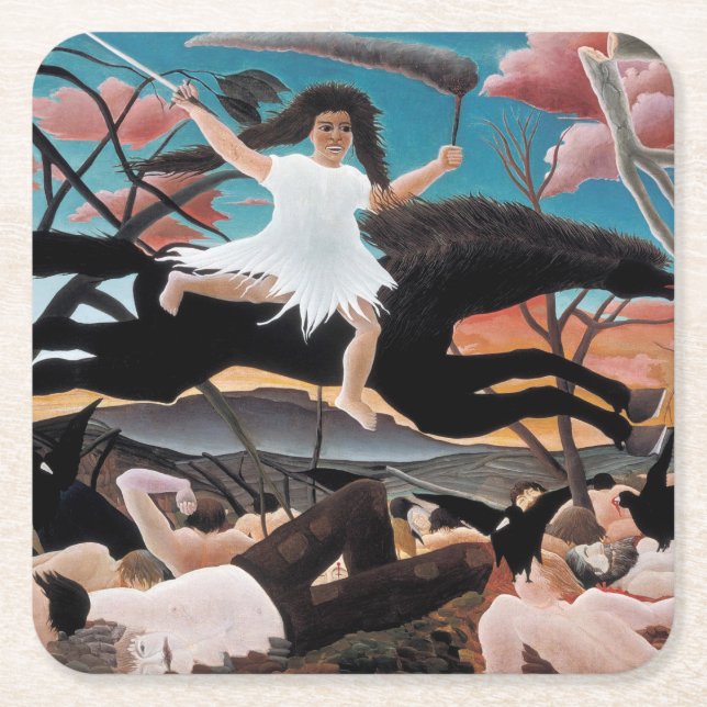 War, Henri Rousseau, 1894 Square Paper Coaster (Front)