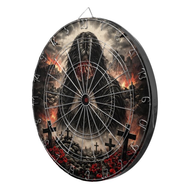 War Is Hell — Apocalyptic Grief Illustration Dartboard (Front Right)