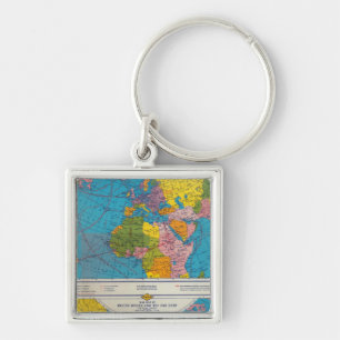 War map Atlantic, Eurasia, Africa, Pacific Ocean Key Ring