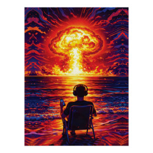 War Music Enjoyer Nuclear Sunset Pop Art Poster