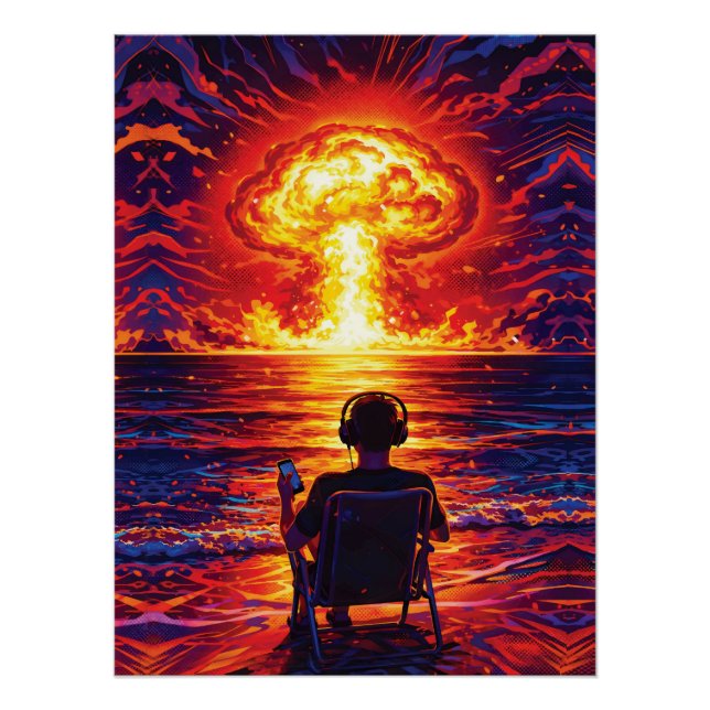War Music Enjoyer Nuclear Sunset Pop Art Poster (Front)