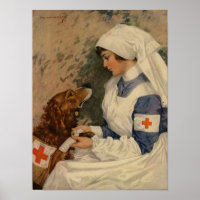 War Nurse with Golden Retriever 1917 WW1