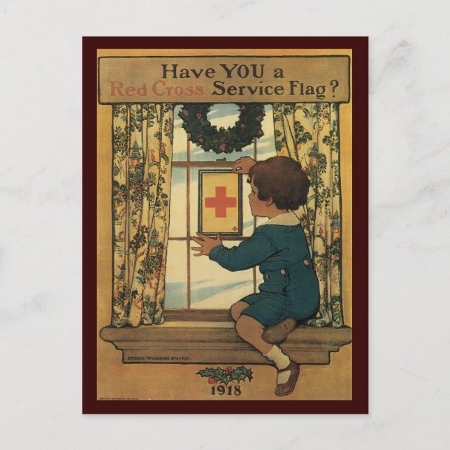 War Postcards, Vintage USA - Red Cross Postcard (Front)