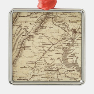War Telegram Marking Map Metal Tree Decoration