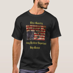 War Torn American Flag Distress Upside Down T-Shirt