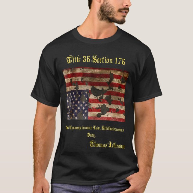 War Torn American Flag Distressed Upside Down T-Shirt (Front)