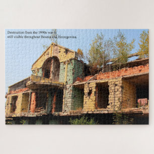 War Torn Building in Sarajevo Bosnia Large Jigsaw Puzzle