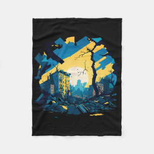 War Ukraine - Destroyed Ukrainian City 2 Fleece Blanket