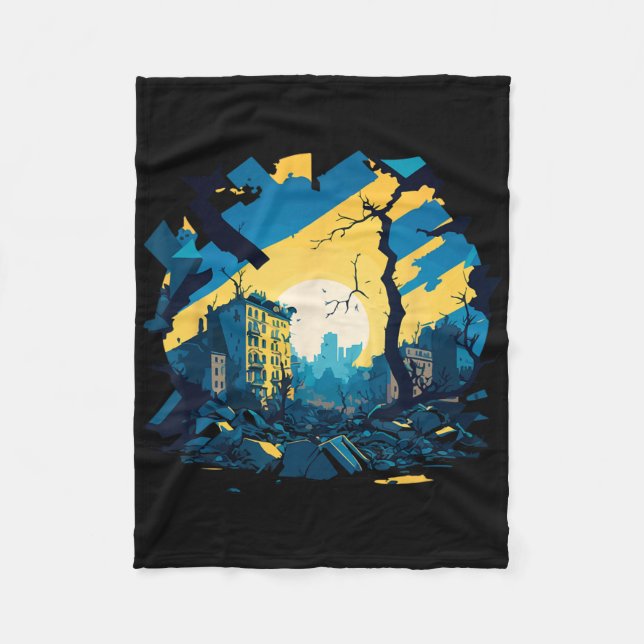 War Ukraine - Destroyed Ukrainian City 2  Fleece Blanket (Front)