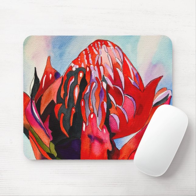 Waratah Australian native flower watercolor Mouse Pad (With Mouse)