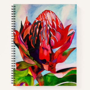 Waratah Australian native flower watercolor Notebook