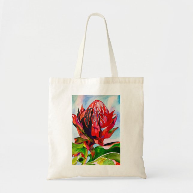 Waratah Australian native flower watercolor Tote Bag (Front)