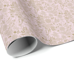 Waratah & Gumnut Eucalyptus Pattern - Dusty Pink Wrapping Paper
