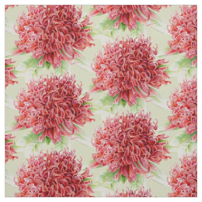 Waratah  watercolor art fabric (Swatch)