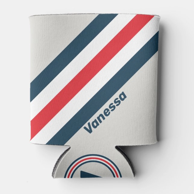 Warbird Stripes with Name Can Cooler (Front)