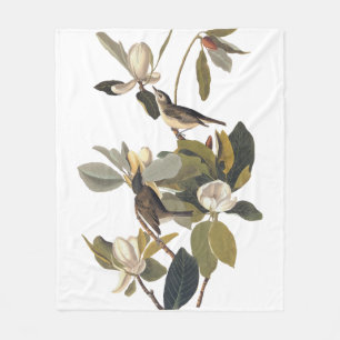 Warbling Flycatcher Kingbirds Vintage Audubon Fleece Blanket