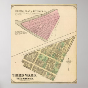 Ward 3 of Pittsburgh, Pennsyvania 1784 map Poster