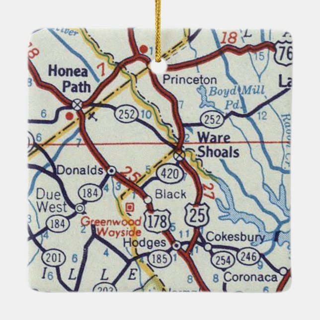Ware Shoals and Honea Path SC Ceramic Ornament (Back)