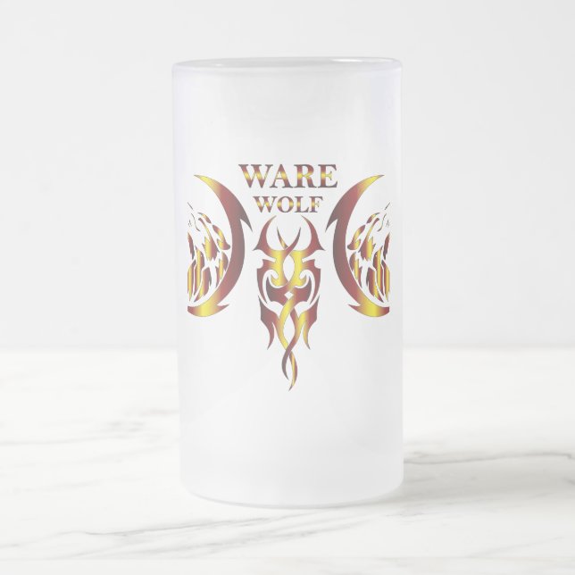 Ware Wolf Beer Glass Frosted Glass Beer Mug (Center)