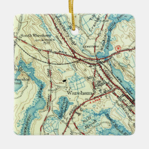 Wareham MA Vintage Map Ceramic Ornament