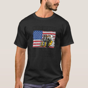 Warehouse American Flag Forklift Certified Forklif T-Shirt