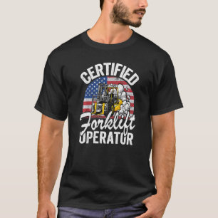 Warehouse American Flag Forklift Certified Forklif T-Shirt