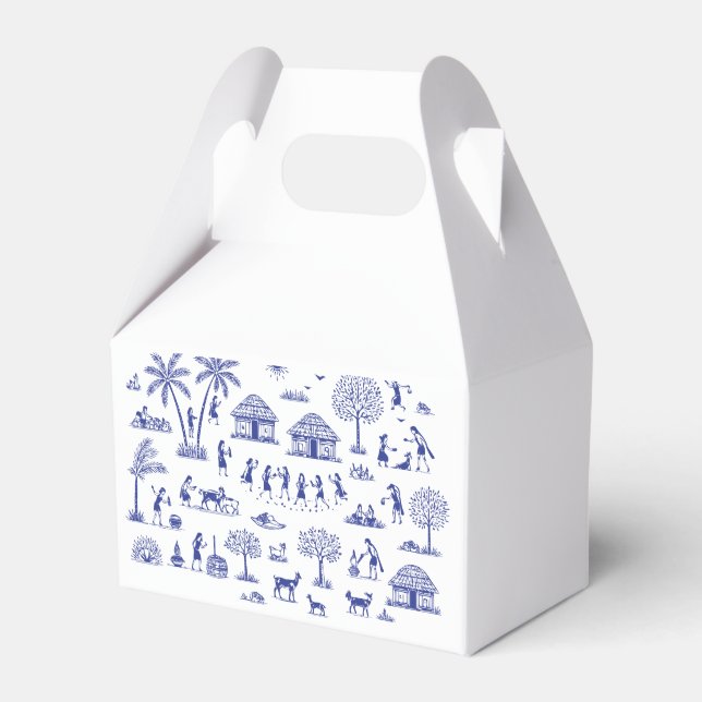 Warli Art Indian Tribal Illustration Favour Box (Front Side)