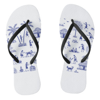 Warli Art Indian Tribal Illustration Jandals