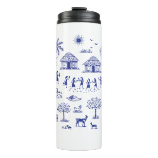 Warli Art Indian Tribal Illustration Thermal Tumbler