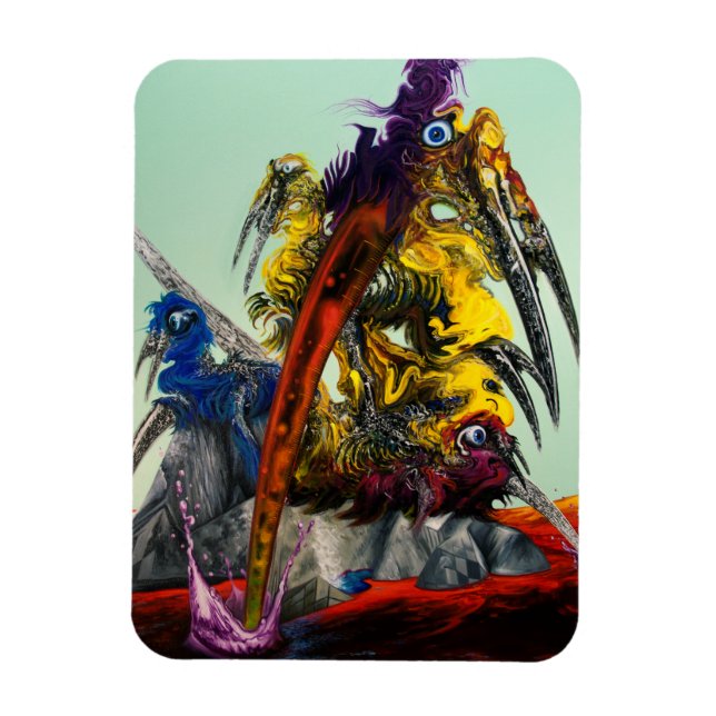 Warlus Visual Art Yellow Red Blue Stylish Magnet (Vertical)