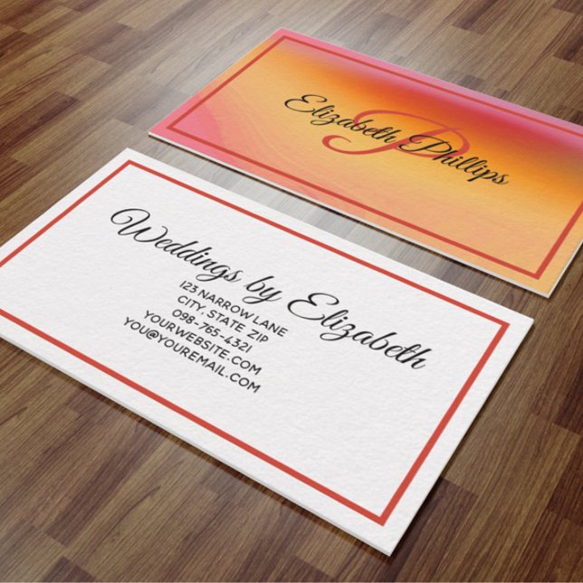 Warm Abstract Orange Pink Watercolor Monogram  Business Card (Creator Uploaded)