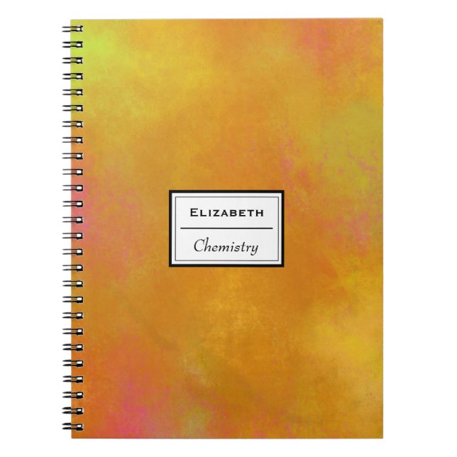 Warm Abstract Tones in Orange Yellow and Pink Spiral Notebook (Front)