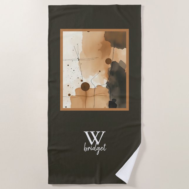 Warm Abstract Watercolor Flow Beach Towel (Front)