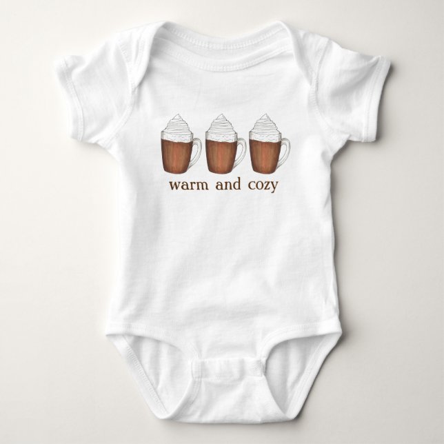 Warm and Cosy Holiday Hot Cocoa Chocolate Drink Baby Bodysuit (Front)